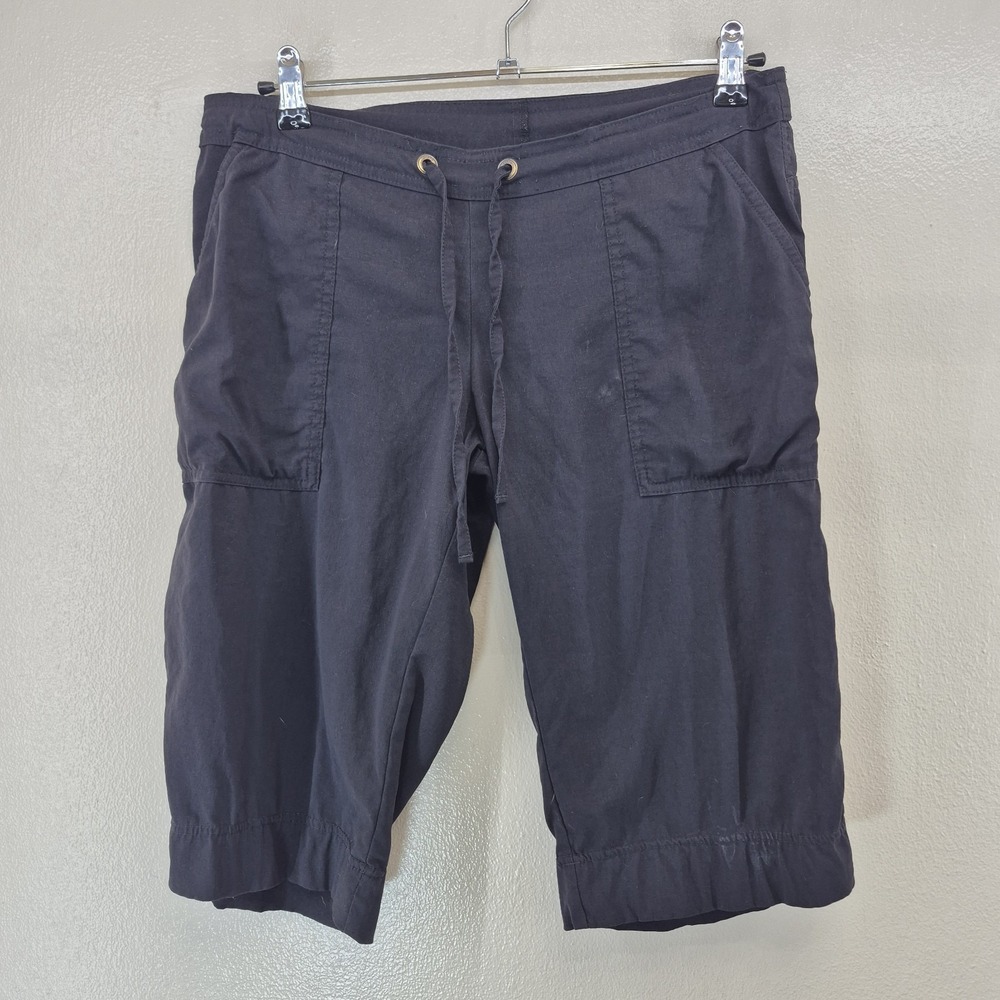 Prana Hiking Shorts Women's Small‎ Black Lightweight Drawstring Capri Low Rise